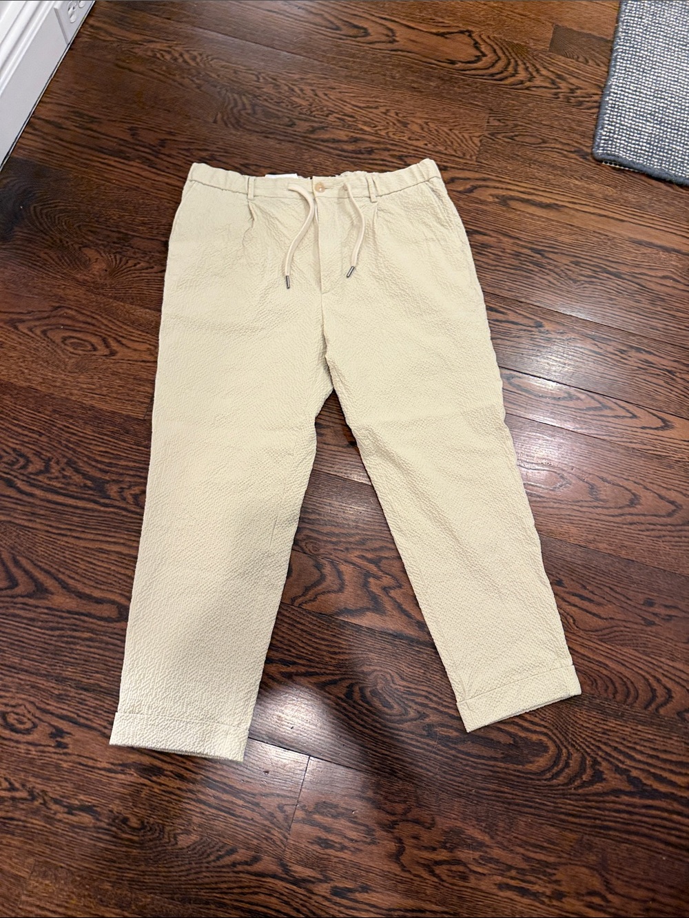 Todd Snyder Cream Textured Drawstring Chinos